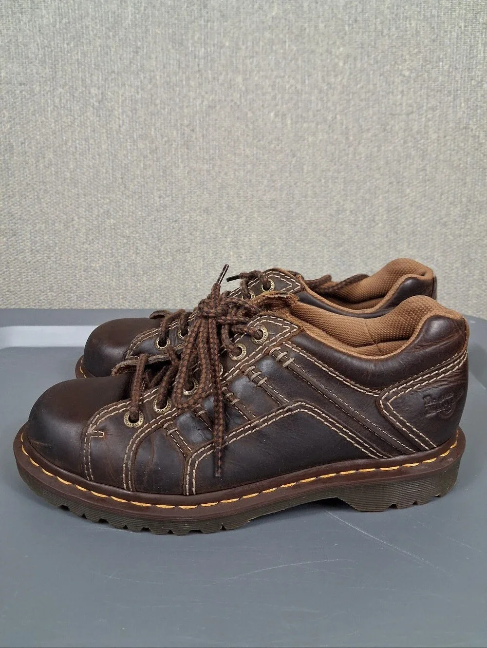 Dr. Martens Keith Shoes Size 9 Brown Vintage Chunky Leather 6-Eyelet Y2K Oxford
